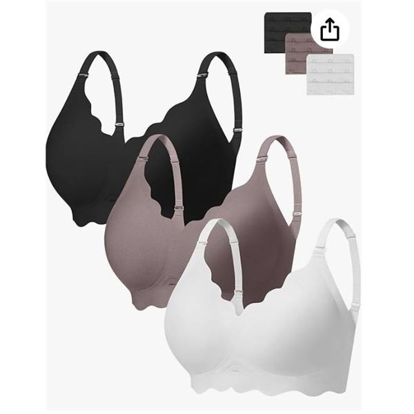 Angelhood Wavy Wireless Bras 3 Pack - Medium
