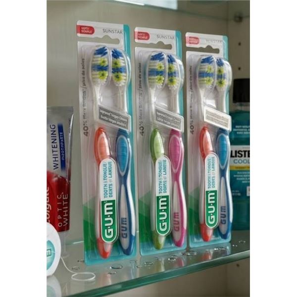 Lot of 3 - GUMÂ  Soft Toothbrush Set with Tongue Cleaner,Â  Assorted Colors 2 per Pack