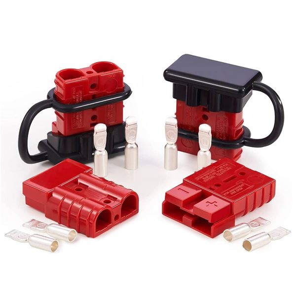 E-TING 50A 6-10/12 AWG Battery Quick Connect Set with Red Connectors