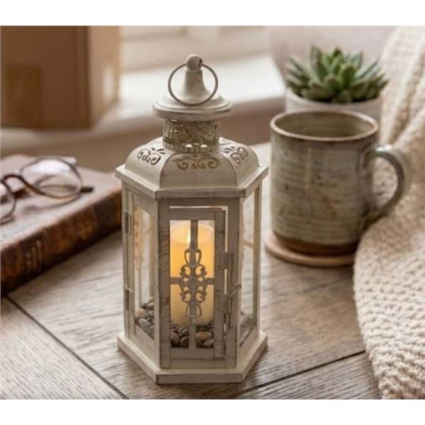 Decorative Hexagonal Lantern with Glass Panels
