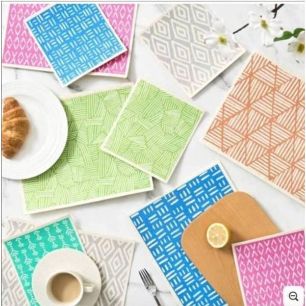 Recyco Swedish Dishcloth Set with Patterned Design