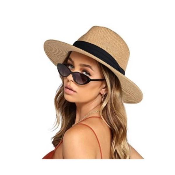 Furtalk UPF 50+ Wide Brim Straw Hat for Women, L/XL