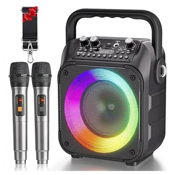 Bonaok K9-M Portable Bluetooth Karaoke Machine with Two Wireless Microphones AndÂ LED Display