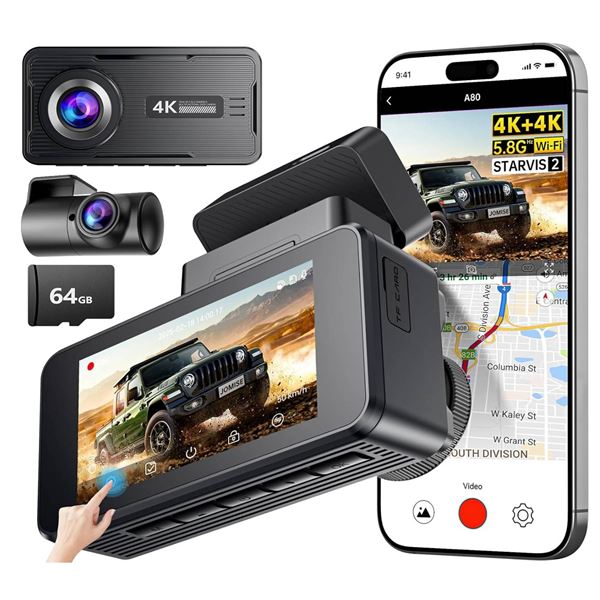 JOMISE Dash Cam Front and RearÂ 3'' IPS Display Dual Car Camera