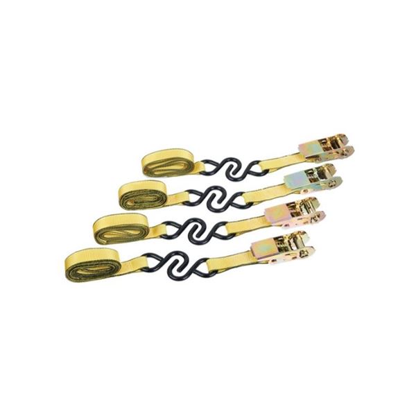 Erickson 1 in x 10 ft Light Duty Ratchet Tie-Downs, 4 Pieces, 900 lb Capacity