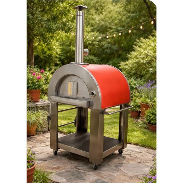 MB Chef Outdoor Kitchen Wood-Fired Pizza Oven, Eminent-W-R, Red Powder Coating