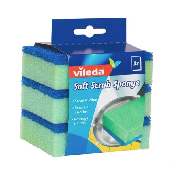 Â 12 x Packs of 3 Vileda Soft Scrub Scourer Sponges