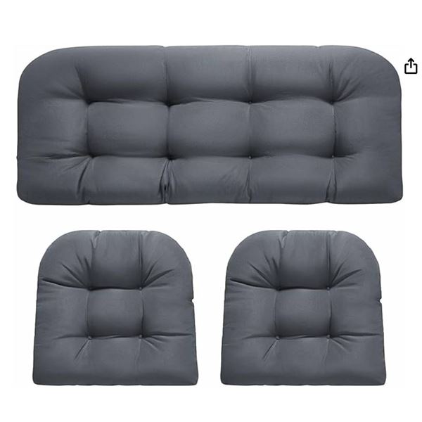 Wicker Chair Cushions of 3 Pieces, Waterproof Outdoor Wicker Chair Cushions for Patio Furniture
