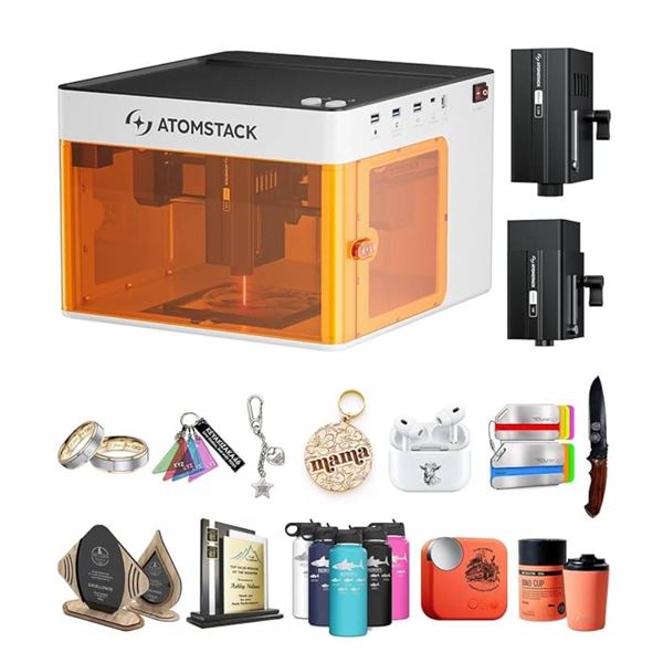 Atomstack P1 Enclosed Laser Engraver, 5000mwW  mini Laser Engraving Machine, Portable Laser Cutter