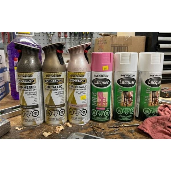 Lot of Assorted Rust-Oleum Spray Paints and Lacquers â€“ Multiple Finishes and Col