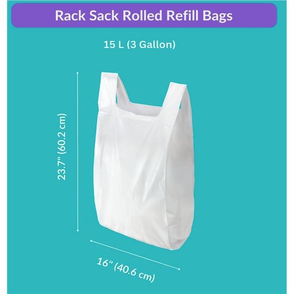 Lot of 2 - Rack Sack 96-Count Bag Refills, 15L (5-Gallon) White