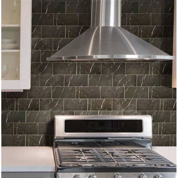 Lot of 3 - DuraWall 16-Pack Black Marquina 4.33 x 8.67-in Vinyl Glue-Up Tiles