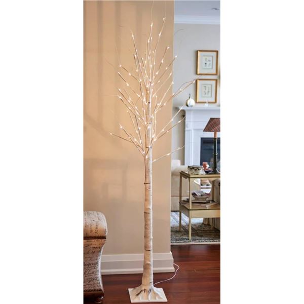 Pre-Lit LED Birch Tree, 8 ft, 160 Warm White Lights