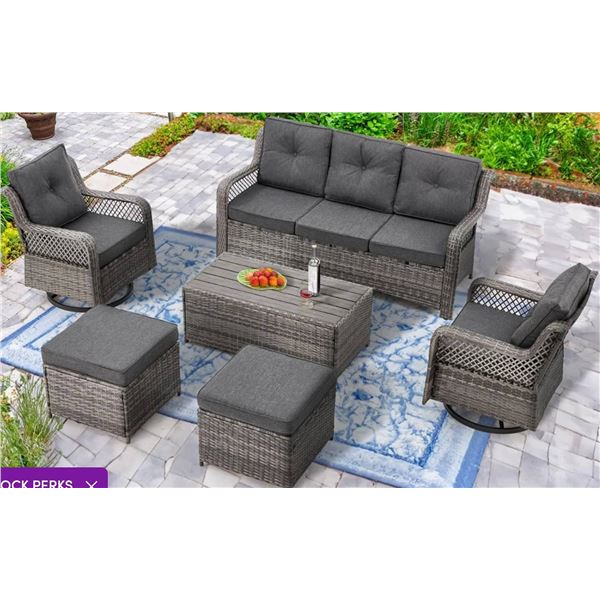 6 pce Outdoor Wicker Furniture SetÂ  - stock pic not exact color