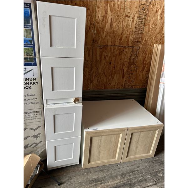 Lot of Kitchen CabinetsÂ  / Drawers with White and Wood Finish