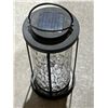 Image 3 : Decorative Solar-Powered Lantern With Glass Panels and Metal Frame
