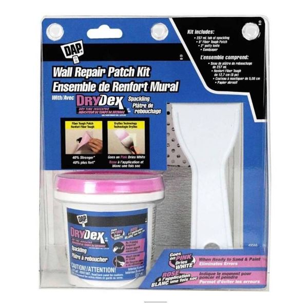Lot of 3 - DAP Wall Repair Patch Kit with DryDex Spackling, Putty Knife, Patches & Sandpaper