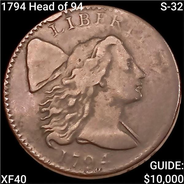 1794 Head of 94 S-32 Liberty Cap Large Cent NEARLY UNCIRCULATED