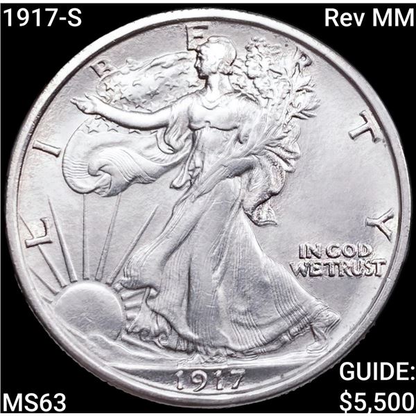 1917-S Rev MM Walking Liberty Half Dollar CHOICE BU