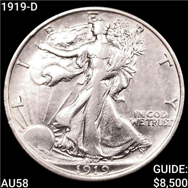 1919-D Walking Liberty Half Dollar CHOICE AU