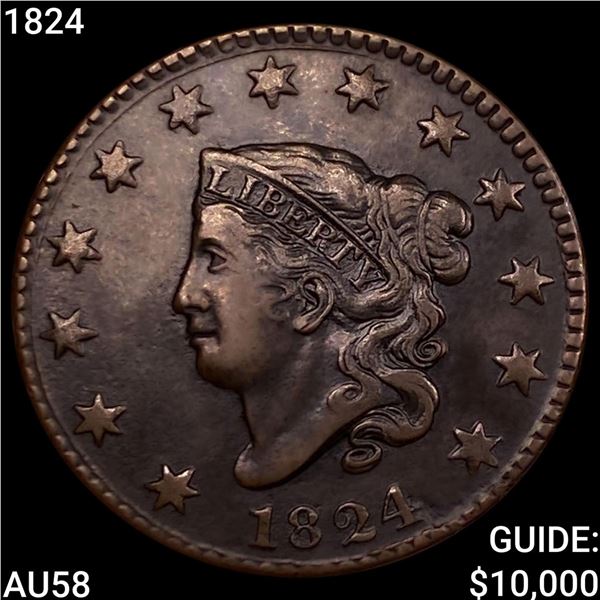 1824 Coronet Head Large Cent CHOICE AU