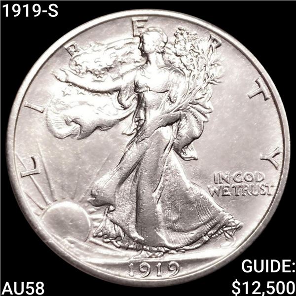 1919-S Walking Liberty Half Dollar CHOICE AU