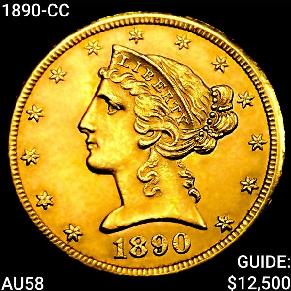 1890-CC $5 Gold Half Eagle CHOICE AU