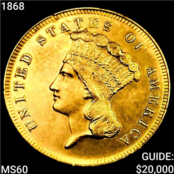 1868 $3 Gold Piece UNCIRCULATED
