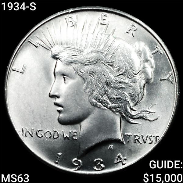 1934-S Silver Peace Dollar CHOICE BU