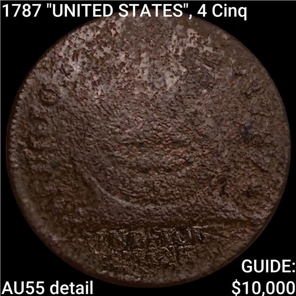 1787 "UNITED STATES", 4 Cinq Fugio Cent HIGH GRADE