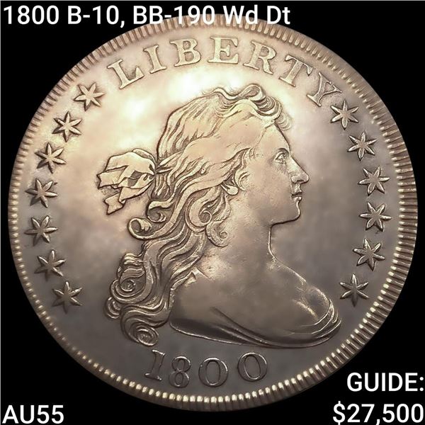 1800 B-10, BB-190 Wd Dt Draped Bust Dollar HIGH GRADE
