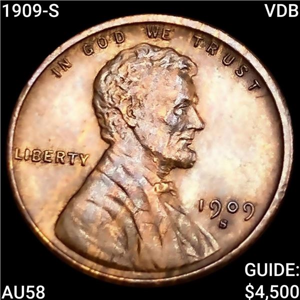 1909-S VDB Wheat Cent CHOICE AU