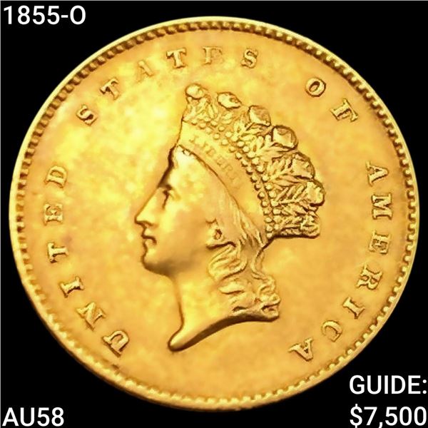 1855-O Rare Gold Dollar CHOICE AU