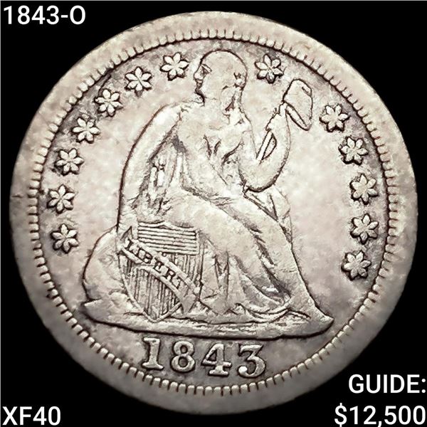 1843-O Seated Liberty Dime NEARLY UNCIRCULATED