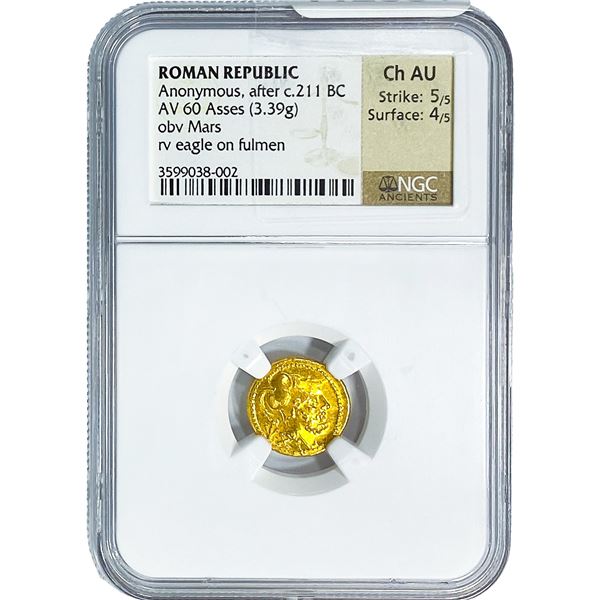 Roman Anonymous, after c.211 BC Gold 60 Asses NGC Ch AU