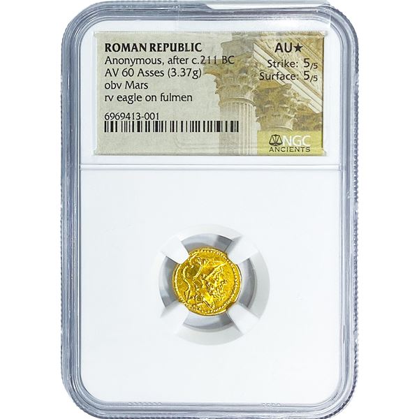 Roman Anonymous, after c.211 BC Gold 60 Asses NGC AU*