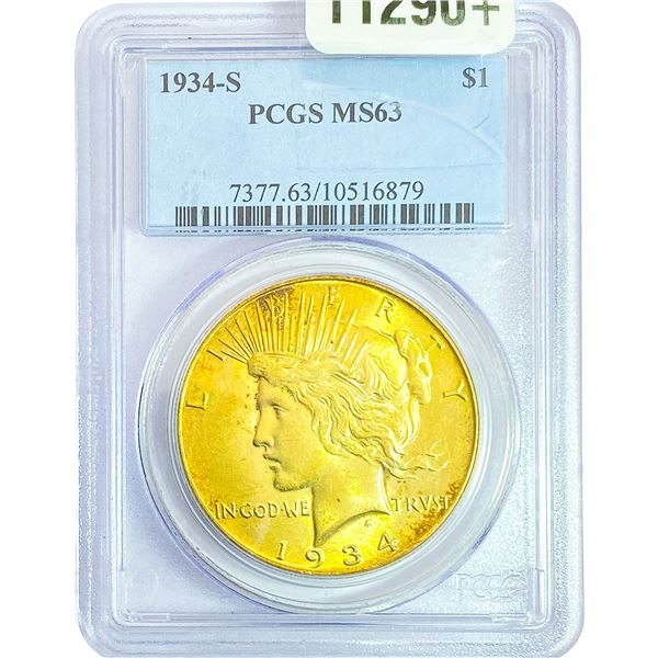 1934-S Silver Peace Dollar PCGS MS63