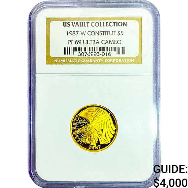 1987-W 1/4oz Gold $5 Bicentennial of Constitution