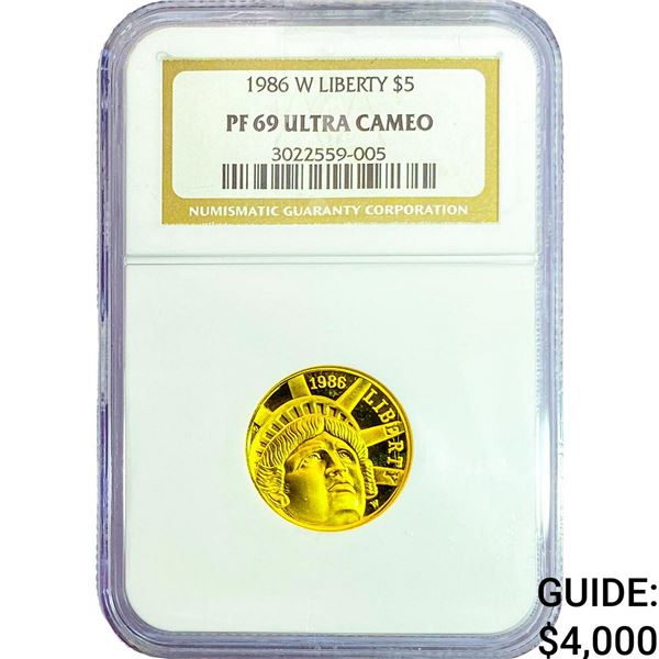 1986-W 1/4oz Gold Liberty $5 NGC PF69 Ultra Cameo