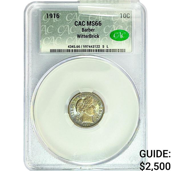 1916 Barber Dime CAC MS66 WitterBrick
