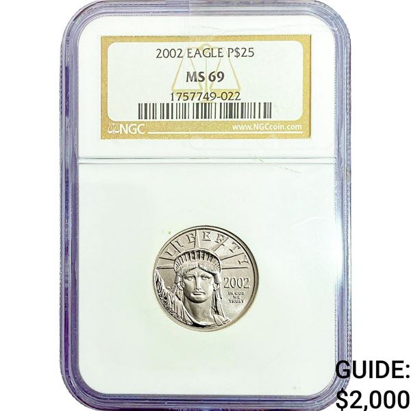 2002 1/4oz Platinum Eagle $25 NGC MS69