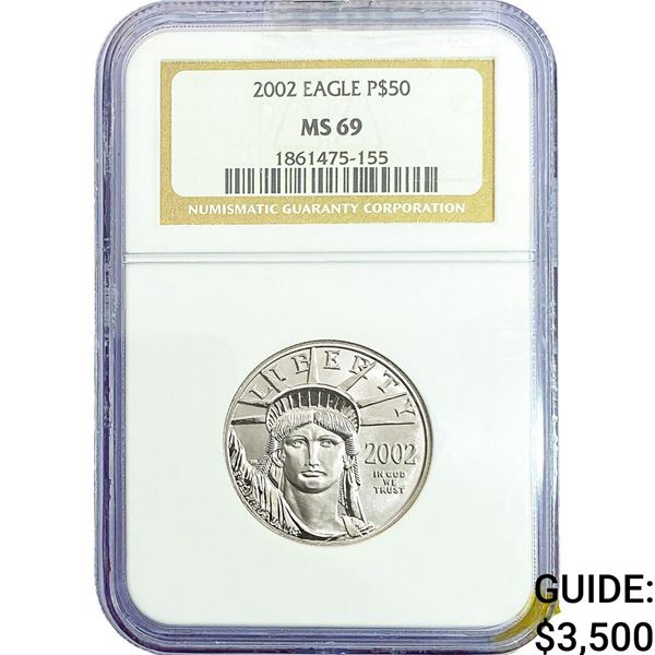 2002 1/2oz Platinum Eagle $50 NGC MS69