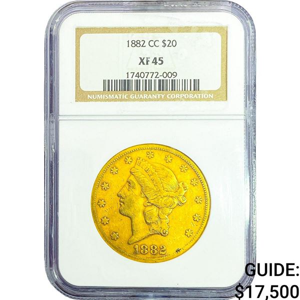 1882-CC $20 Gold Double Eagle NGC XF45