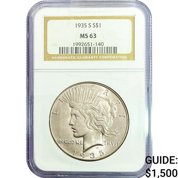 1935-S Silver Peace Dollar NGC MS63
