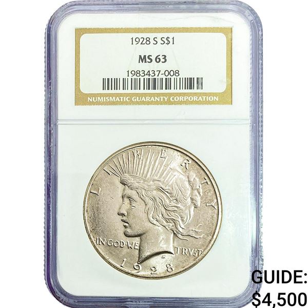 1928-S Silver Peace Dollar NGC MS63