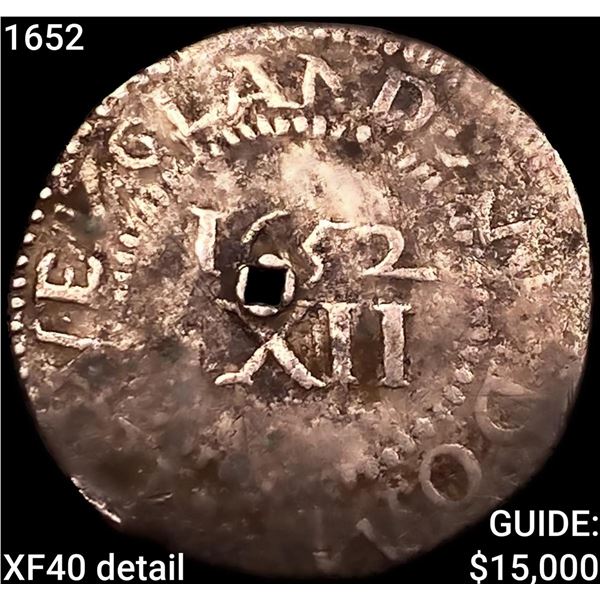 1652 Pine Tree Shilling NOE 10, Lg Planchet NEARLY UNCIRCULATED