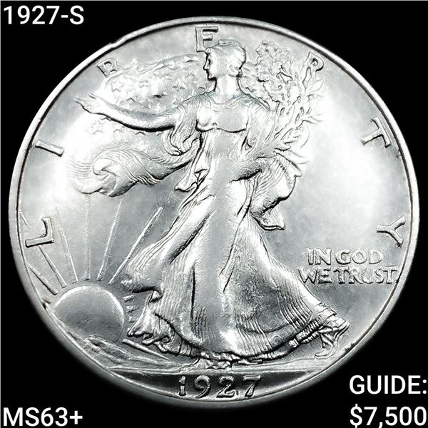 1927-S Walking Liberty Half Dollar CHOICE BU+