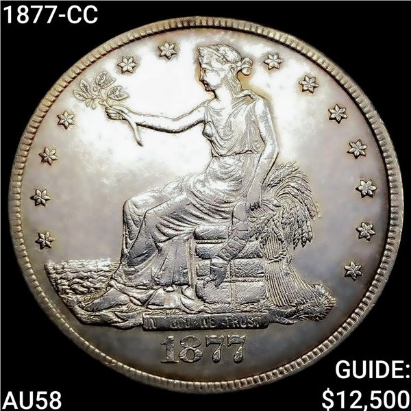 1877-CC Silver Trade Dollar CHOICE AU