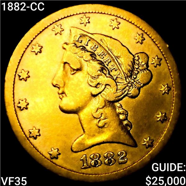 1882-CC $5 Gold Half Eagle