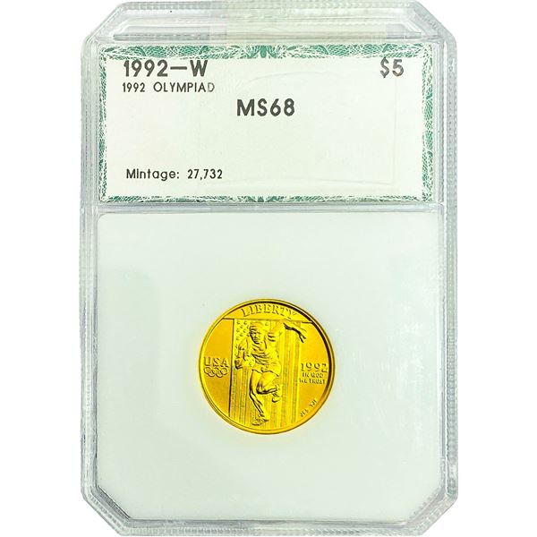 1992-W 1/4oz Gold Olympiad $5 PCI MS68